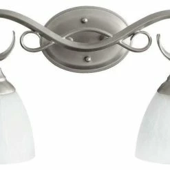 Joshua Marshal Two Light Faux Alabaster Glass Classic Nickel Vanity