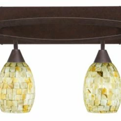 Toltec Lighting Bow 4 Light Bath Bar, 5" Ivory Glaze Seashell Glass