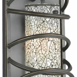 Woodbridge Lighting Inc. Woodbridge Lighting Loop Wall Sconce Black, White Mosaic Glass