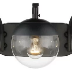 Goodman Designs 3-Light Black Bath-Light With Clear Glass And Black Cap