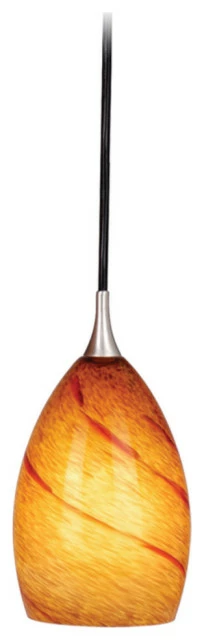 Vaxcel Milano Satin Nickel Mini Pendant Ceiling Light Amber Red Glass