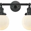 Innovations Lighting Beacon 2-Light LED Bath Fixture, Matte Black, Glass: Matte White Cased