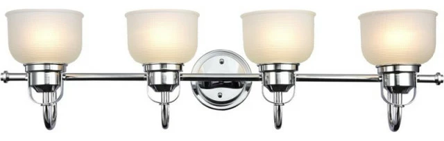 CHLOE Lighting, Inc. CHLOE Lucie Industrial 4 Light Chrome Bath Vanity Wall Fixture Frosted Glass 34" 1 CHLOE Lighting, Inc. CHLOE Lucie Industrial 4 Light Chrome Bath Vanity Wall Fixture Frosted Glass 34"