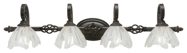 Toltec Lighting Elegante 4 Light Bath Bar, 7" Italian Ice Glass 1 Toltec Lighting Elegante 4 Light Bath Bar, 7" Italian Ice Glass