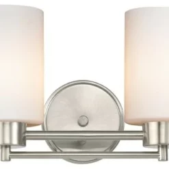 Destination Lighting Modern Bathroom Light With White Glass In Satin Nickel Finish