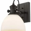 Golden Lighting Hines 1-Light Bath Vanity, Rubbed Bronze, Opal Glass