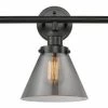Innovations Lighting Large Cone 3-Light LED Bath Fixture, Matte Black, Glass: Smoked