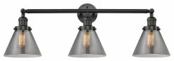 Innovations Lighting Large Cone 3-Light LED Bath Fixture, Matte Black, Glass: Smoked