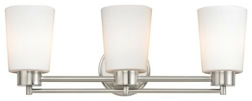 Destination Lighting Modern Bathroom Light With White Glass In Satin Nickel Finish 1 Destination Lighting Modern Bathroom Light With White Glass In Satin Nickel Finish