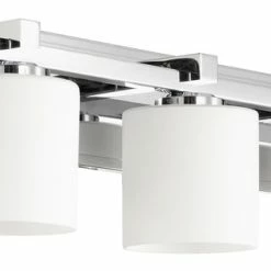 Joshua Marshal Three Light Chrome Satin Opal Glass Vanity