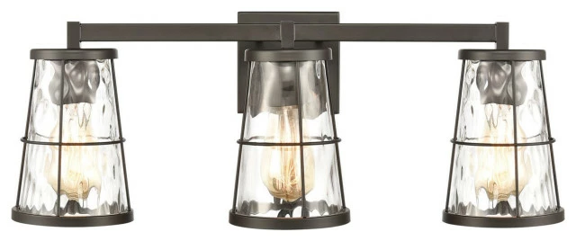 Elk Home Kendrix 3-Light Vanity Light In Oil Rubbed Bronze With Water Glass 1 Elk Home Kendrix 3-Light Vanity Light In Oil Rubbed Bronze With Water Glass