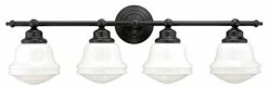 Vaxcel Huntley 1-Light Vanity, Oil Rubbed Bronze, White Milk Glass, 4-Light