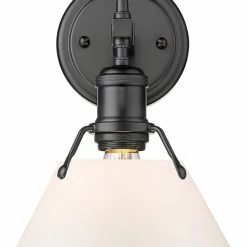 Golden Lighting Orwell BLK 1 Light Bath Vanity In Black With Opal Glass Shade
