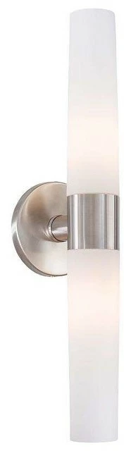 Minka Aire Saber 2-Light Bath, Brushed Stainless Steel With Etched Opal Glass