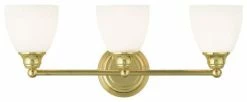World Of Crystal Bathroom Vanity 3 Light With Hand Blown Satin Opal White Glass Polished Brass
