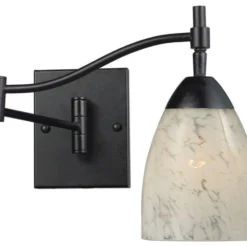 Elk Home Celina 1-Light Swing Arm Sconce, Dark Rust And Snow White Glass