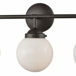 Bailey Street Home Modern 3 Down Light Bathroom Vanity In Oil Rubbed Bronze Finish White Glass 24