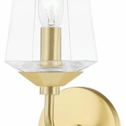 Hudson Valley Lighting Kayla 1-Light Bath Bracket, Aged Brass, Clear Glass