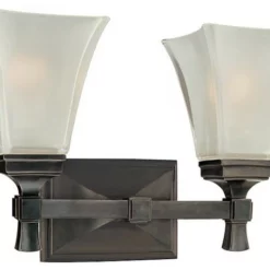 Hudson Valley Lighting Kirkland 2-Light Bath And Vanity With Glass Shade, Old Bronze