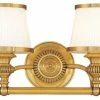 Hudson Valley Lighting Milton 2-Light Bath And Vanity With Opal Glossy Glass Shade, Flemish Brass