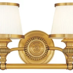 Hudson Valley Lighting Milton 2-Light Bath And Vanity With Opal Glossy Glass Shade, Flemish Brass