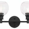 Elegant Furniture & Lighting Collier 2-Light Wall Sconce, Black And Clear Glass