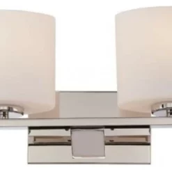 Satco Lighting Breeze 2 Light Vanity Fixture With Etched Opal Glass
