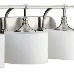 Joshua Marshal Four Light Satin Nickel Satin Opal Glass Vanity