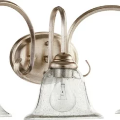 Quorum International Spencer 3-Light Vanity Fixture, Aged Silver Leaf With Clear Seeded Glass