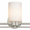 Destination Lighting Modern Bathroom Light With White Glass In Satin Nickel Finish