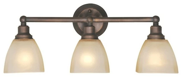 Craftmade Bradley 3-Light Vanity, Bronze With Light Tea-Stained Glass 1 Craftmade Bradley 3-Light Vanity, Bronze With Light Tea-Stained Glass