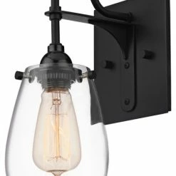 SONNEMAN – A Way Of Light Chelsea Vanity Light With Satin Black Finish And Clear Glass, 1-Light