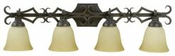 Craftmade 4-Light Vanity With Tea-Stained Glass Shades, Aged Bronze Finish