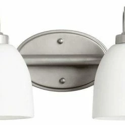 Joshua Marshal Two Light Satin Opal Glass Classic Nickel Vanity