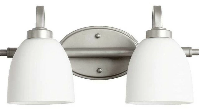 Joshua Marshal Two Light Satin Opal Glass Classic Nickel Vanity 1 Joshua Marshal Two Light Satin Opal Glass Classic Nickel Vanity