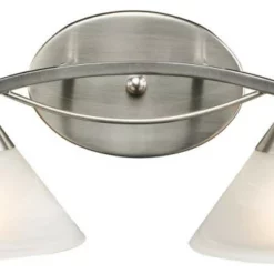 Elk Home Elysburg 2-Light Vanity, Satin Nickel And Marblized White Glass