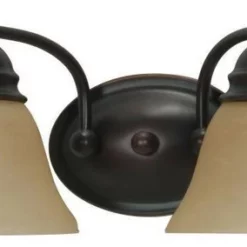 Satco Products Nuvo Empire 2 Light 15 Inch Vanity W/ Champagne Linen Washed Glass