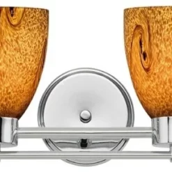 Destination Lighting Modern Bathroom Light With Brown Art Glass In Chrome Finish