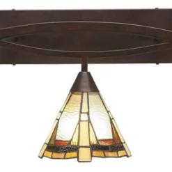 Toltec Lighting Bow 3-Light Bath Bar, With 7" Zion Art Glass, Bronze