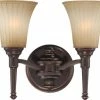 Satco Products Georgetown Bronze And Amaretto Glass 2-Light Bath Vanity Wall