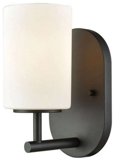Elk Home Pemlico 1-Light Vanity, Oil Rubbed Bronze With White Glass 1 Elk Home Pemlico 1-Light Vanity, Oil Rubbed Bronze With White Glass