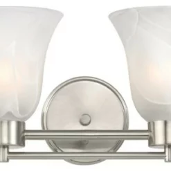 Destination Lighting Modern Bathroom Light With Alabaster Glass In Satin Nickel Finish