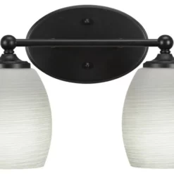 Toltec Lighting Capri 2 Light Bath Bar, Matte Black Finish, 5" White Linen Glass