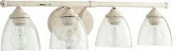 Quorum International Brooks 4-Light Vanity Fixture, Persian White With Clear Seeded Glass