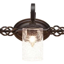 Toltec Lighting Elegante 3-Light Bath Bar, Dark Granite Finish With 4" Clear Bubble Glass