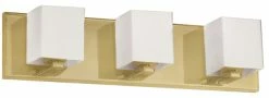 Dainolite Ltd. 3 Light Halogen Vanity, Aged Brass With White Glass