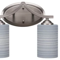 Toltec Lighting Zilo 2 Light Bath Bar, Graphite Finish, 7" Gray Matrix Glass