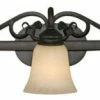 Golden Lighting Belle Meade 3-Light Bath Vanity In Rubbed Bronze With Tea Stone Glass