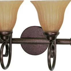 Satco Lighting Moulan 2 Light - 18" Vanity With Champagne Linen Washed Glass