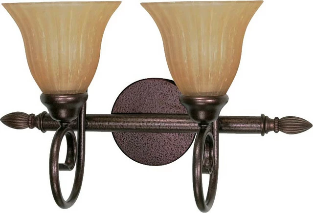 Satco Lighting Moulan 2 Light - 18" Vanity With Champagne Linen Washed Glass 1 Satco Lighting Moulan 2 Light - 18" Vanity With Champagne Linen Washed Glass